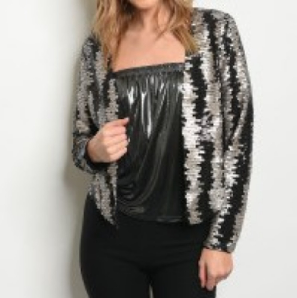 Black Silver Sequins Jacket